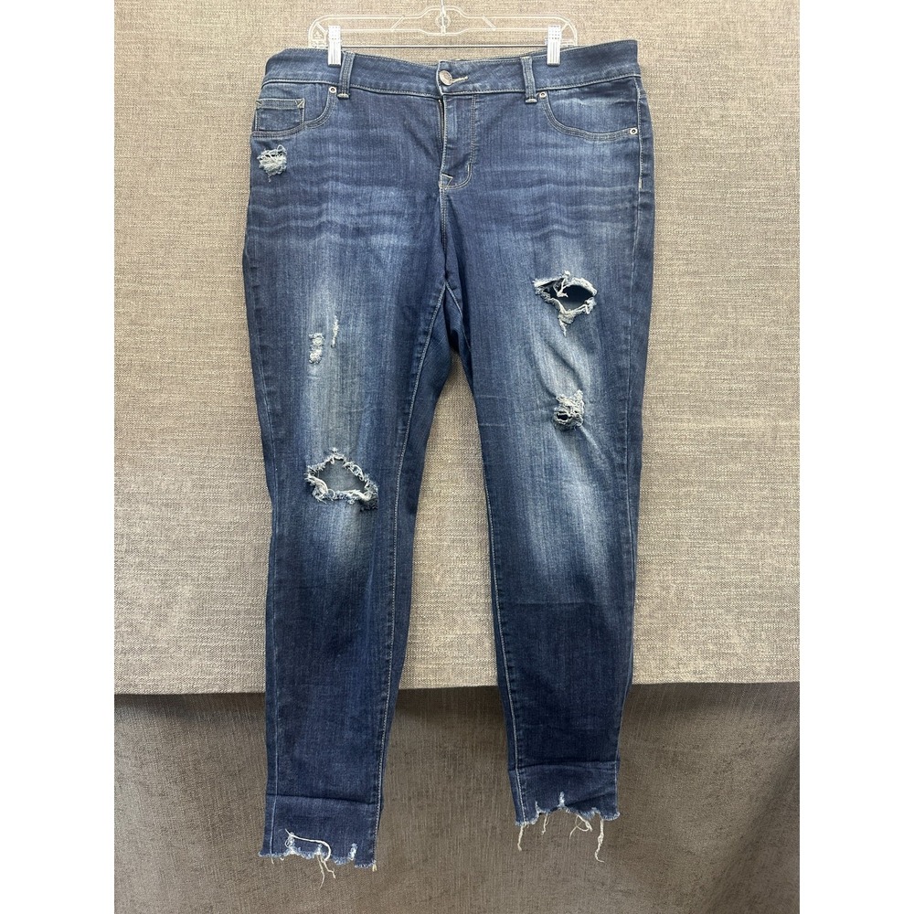 Maurices Skinny Jeans Womens 16 Blue Stretch‎ High Rise Distressed Slim Fit